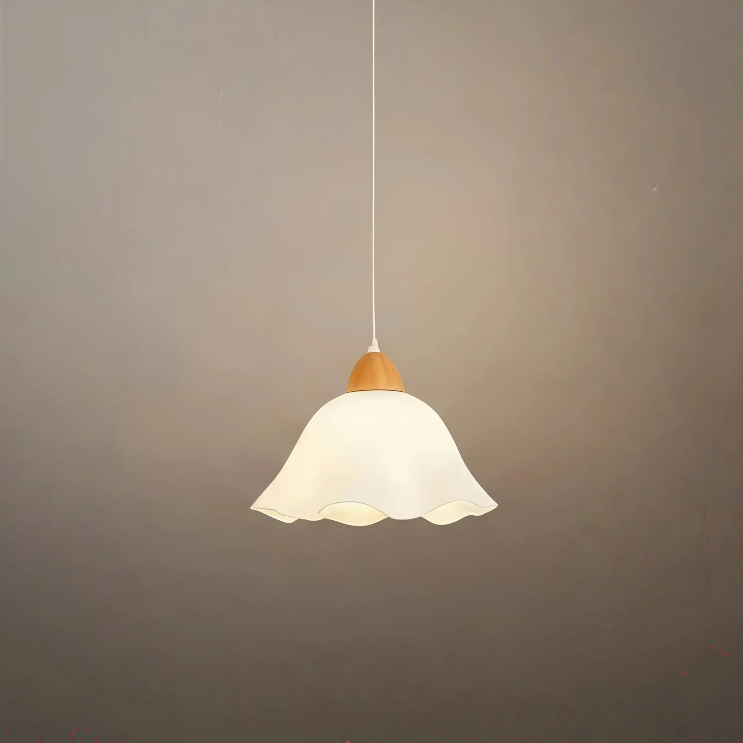 Crema Nordic Flower LED Pendant Light – White Wood/Acrylic for Dining Room