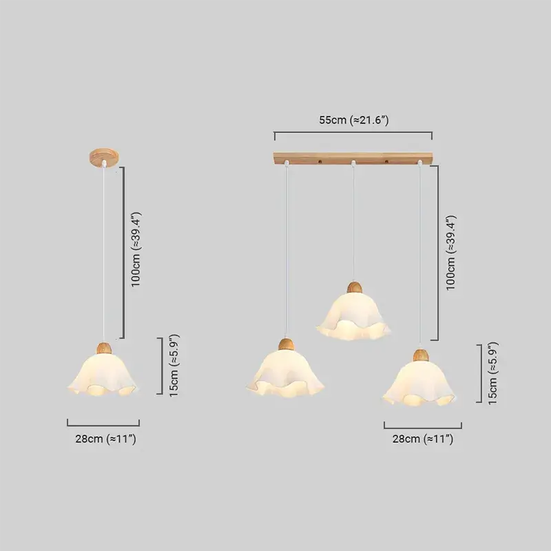 Pendant Light – White Wood/Acrylic for Dining Room