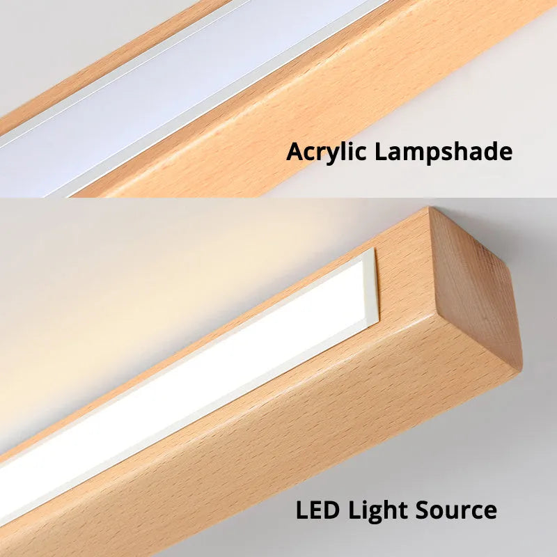 Minimalist Linear LED Ceiling Light – Walnut/Wood for Living Room/ Bedroom 3