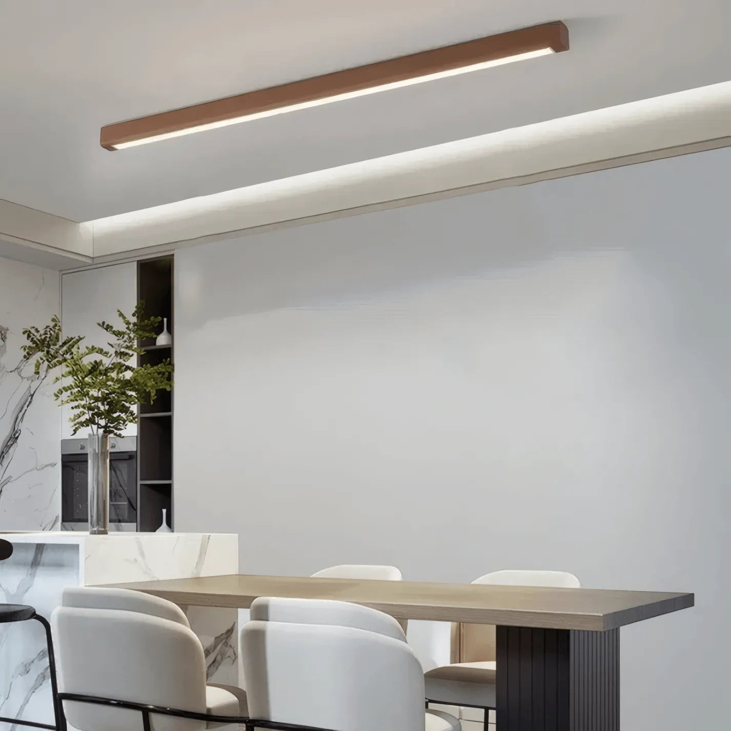 LED Ceiling Light – Walnut/Wood for Living Room