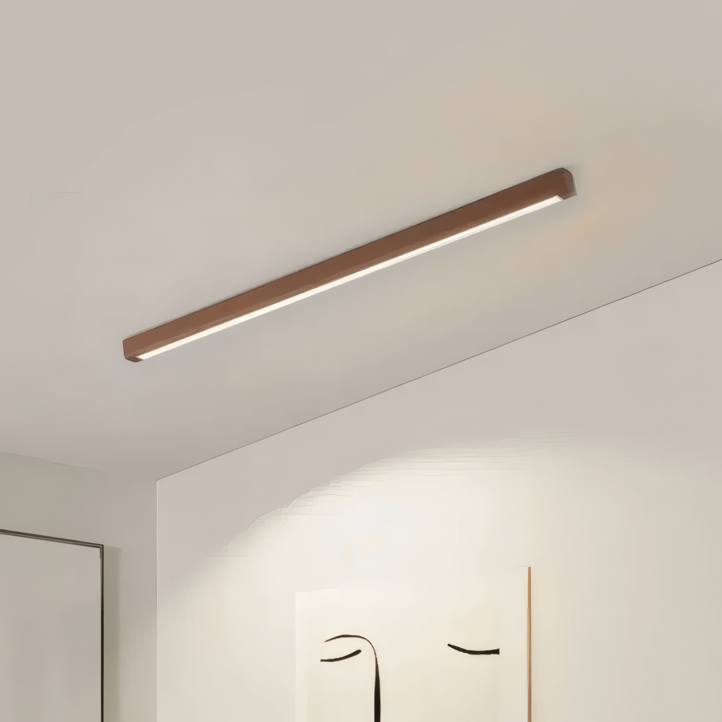 Modern Walnut Ceiling Light Linear Living Room