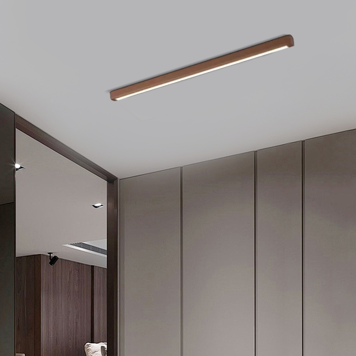 Modern Walnut Ceiling Light Linear for Living Room