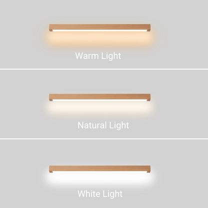  Minimalist Linear LED Ceiling Light – Walnut/Wood for Living Room/ Bedroom