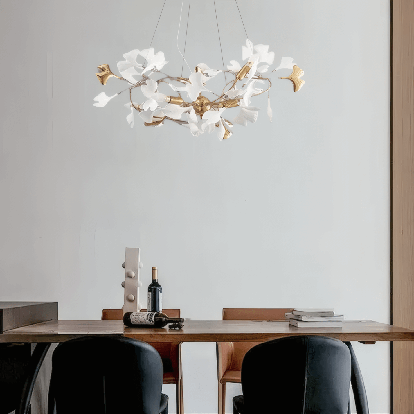 Art Deco Petal-Shaped Chandelier – Metal & Ceramic Fixture for Living Room