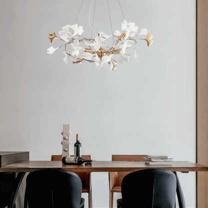Art Deco Petal-Shaped Chandelier – Metal & Ceramic Fixture for Living Room