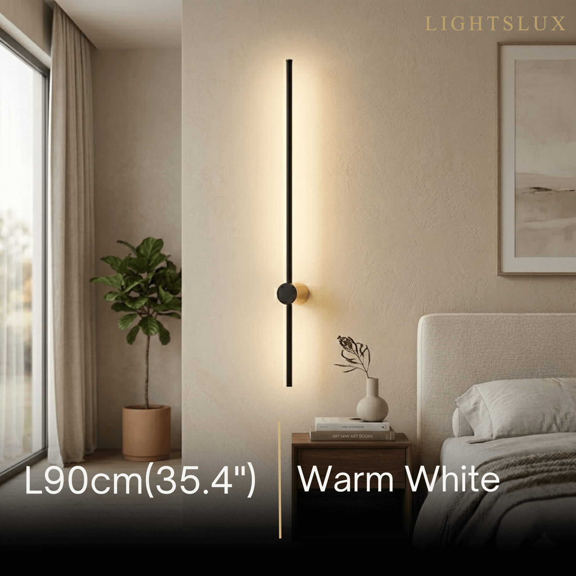 Minimalist Linear Wall Lamp – Black Modern Light for Living/Bedroom