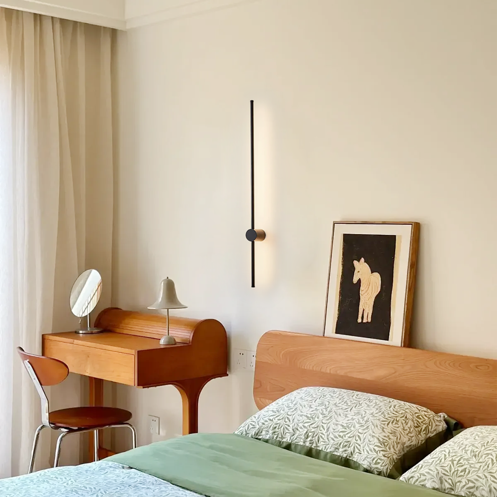 Minimalist Wall Lamp Linear besides on the bed wall