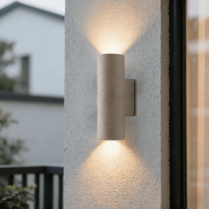 Arcato Modern Outdoor Wall Lamp- White Cement Cylindrical Light for Courtyard