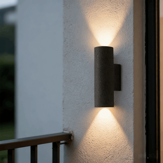 Arcato Modern Outdoor Wall Lamp- Black Cement Cylindrical Light for Courtyard