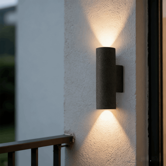 Arcato Modern Outdoor Wall Lamp- Black Cement Cylindrical Light for Courtyard