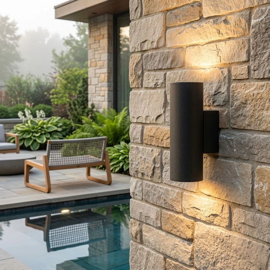 Arcato Modern Outdoor Wall Lamp- Black/White Cement Cylindrical Light for Courtyard