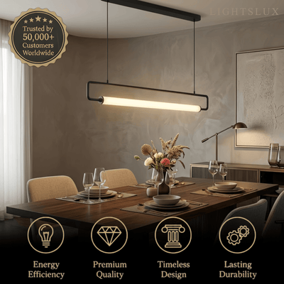 Lámpara colgante rectangular minimalista Arcato - Metal y acrílico para cocina