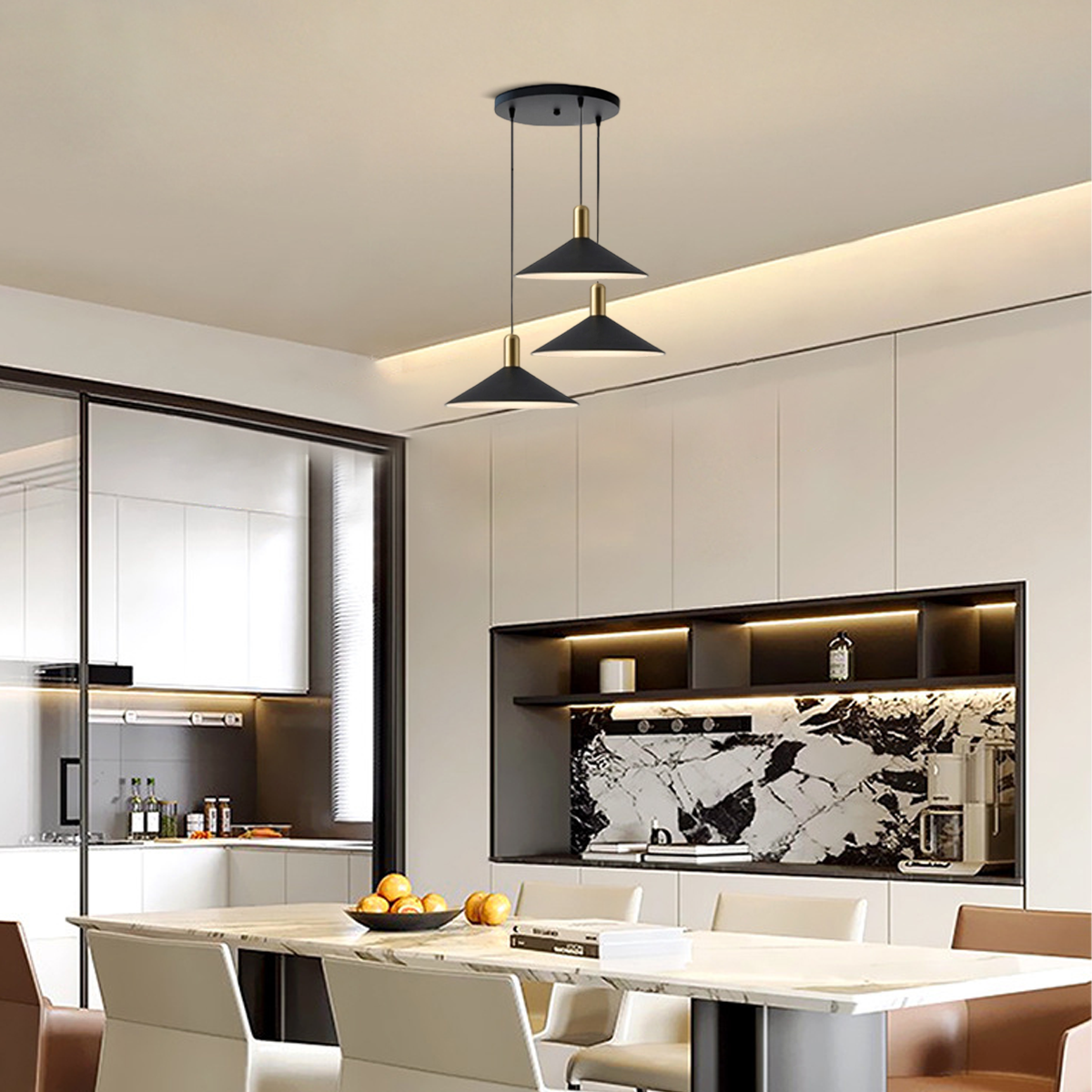 Lámpara colgante moderna Irondale - Metal/Acrílico blanco/negro/dorado para dormitorio