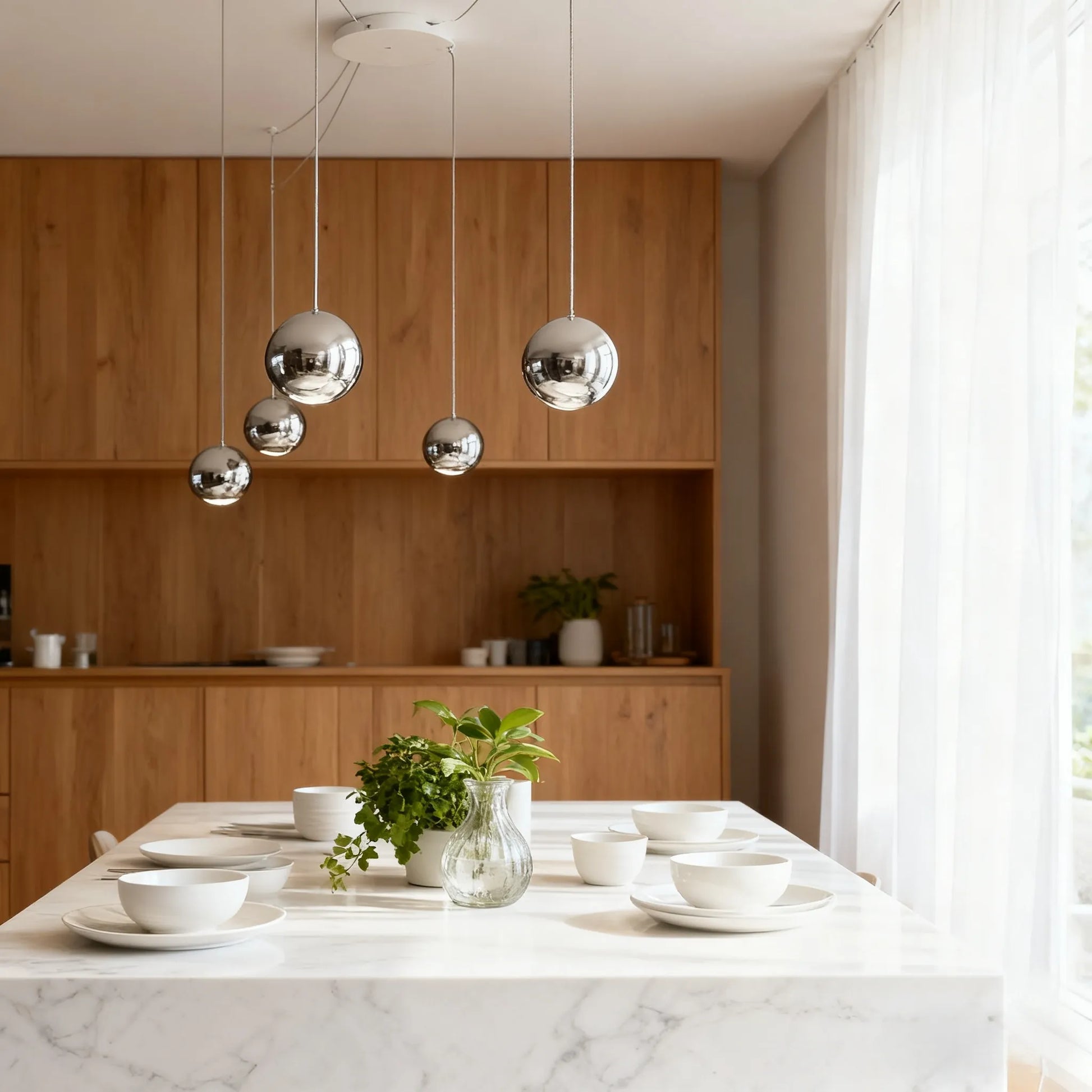 Modern Ball Pendant Light – Gold/Silver Metal/Acrylic for Bedroom