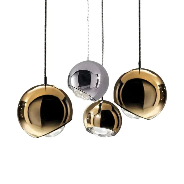 Modern Ball Pendant Light – Gold/Silver Metal/Acrylic for Bedroom