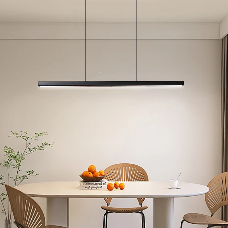Minimalist Black Linear Pendant Light for Dining Table