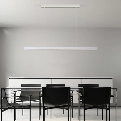 Minimalist Linear White Pendant Light Conference Table