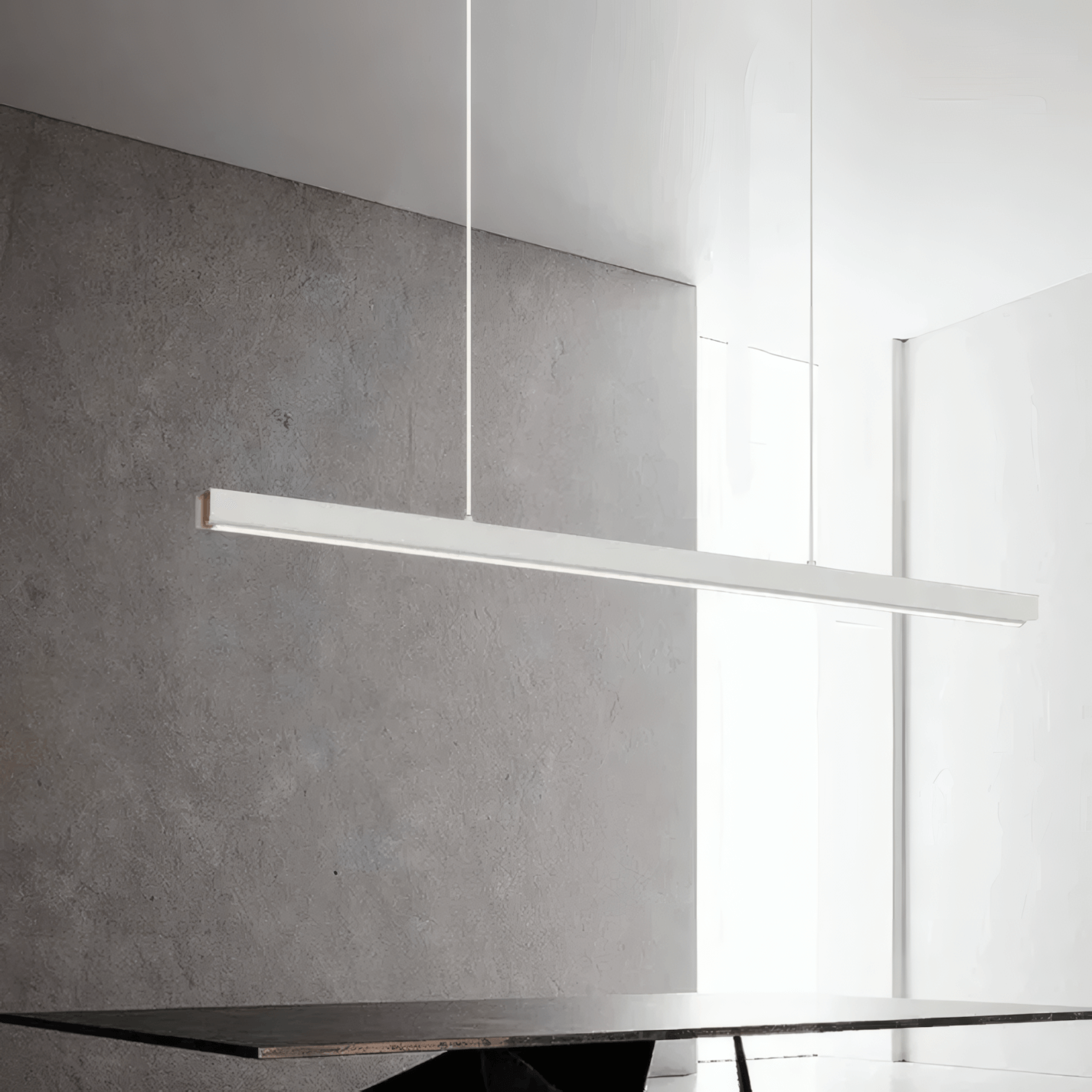 Minimalist White Linear Pendant Light Studio