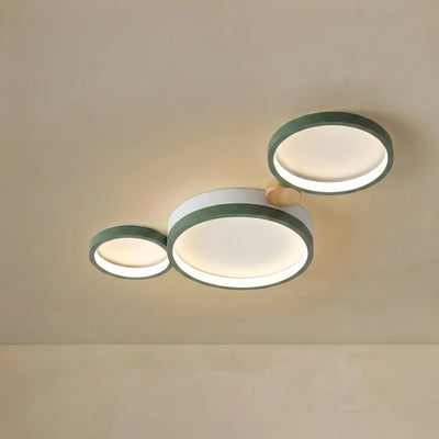 Arcato Modern Round Ceiling Light – Metal/Wood in Green/Grey/White