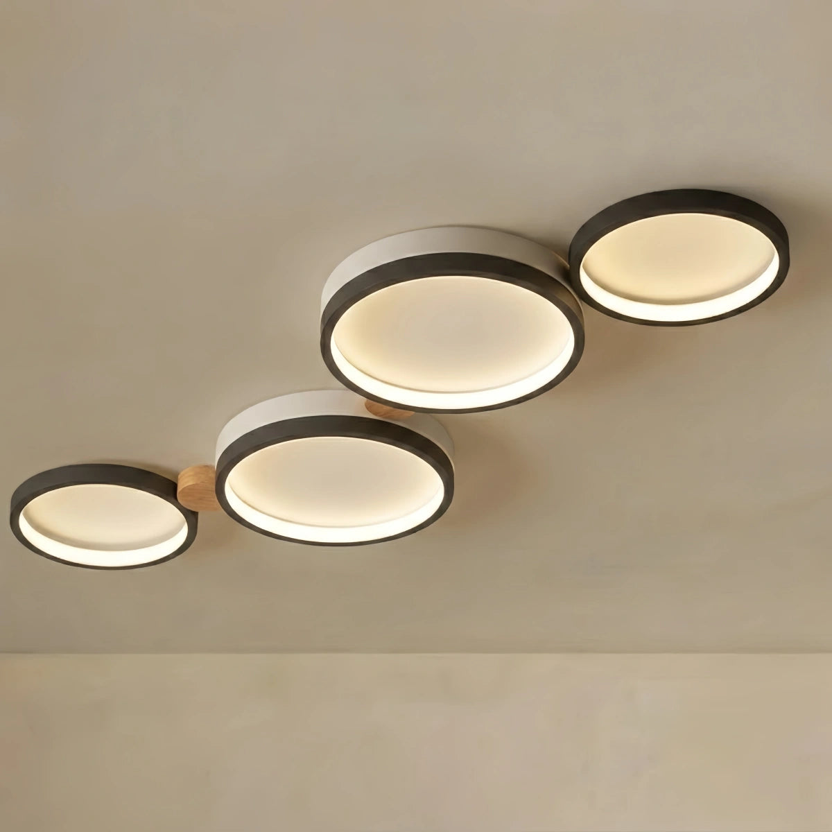 Arcato Modern Round Ceiling Light – Metal/Wood in Green/Grey/White