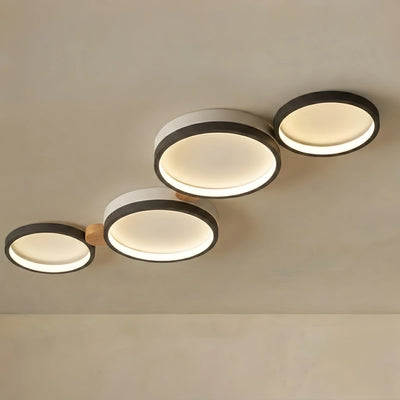Arcato Modern Round Ceiling Light – Metal/Wood in Green/Grey/White