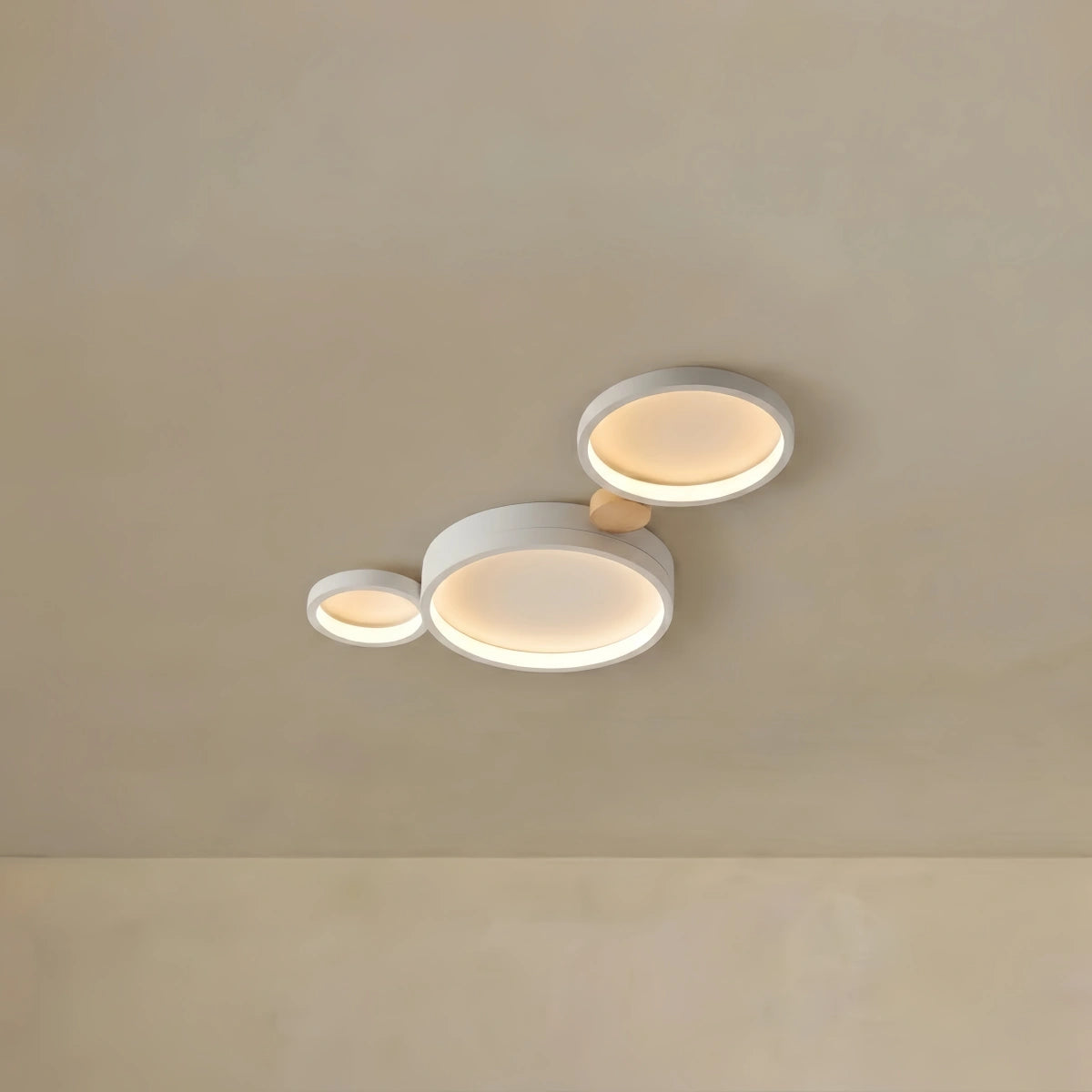 Arcato Modern Round Ceiling Light – Metal/Wood in Green/Grey/White for Living Room