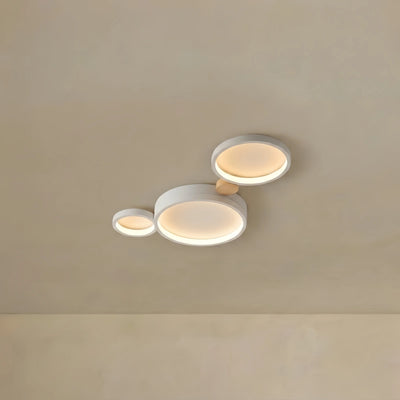 Arcato Modern Round Ceiling Light – Metal/Wood in Green/Grey/White for Living Room