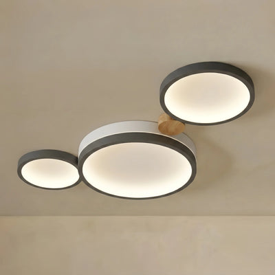 Arcato Modern Round Ceiling Light – Metal/Wood in Green/Grey/White for Living Room
