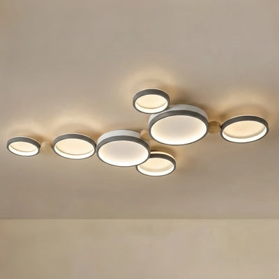  Modern Round Ceiling Light – Metal/Wood in Green/Grey/White for Living Room
