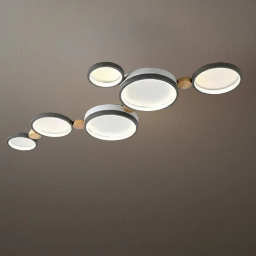 LZ267 Arcato Modern Round Ceiling Light – Metal/Wood in Green/Grey/White for Living Room