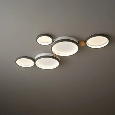 LZ267 Arcato Modern Round Ceiling Light – Metal/Wood in Green/Grey/White for Living Room