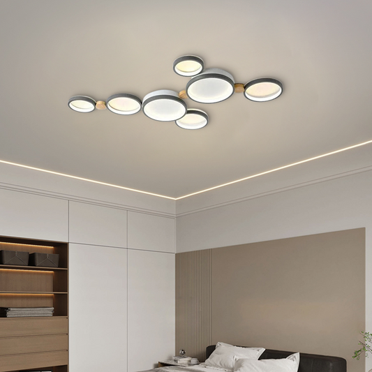 Modern Gray Ceiling Light Round Bedroom 7 Head  