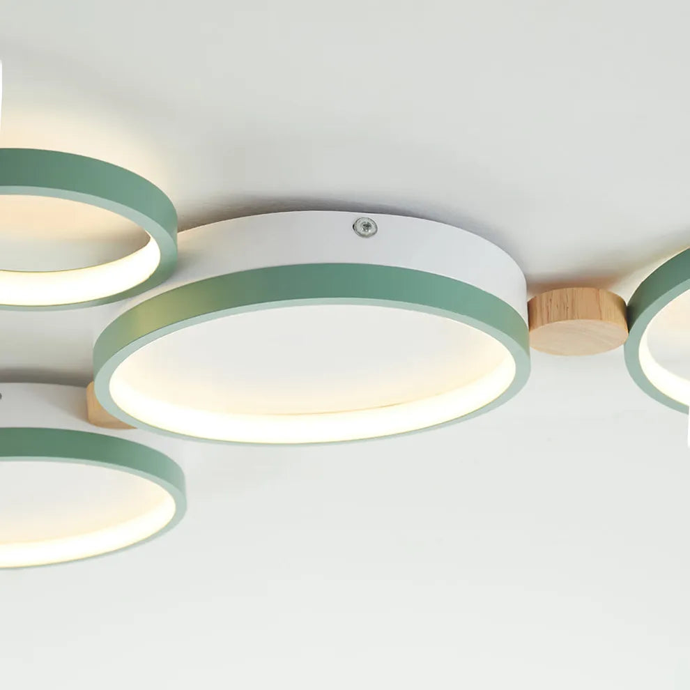 Modern Green Ceiling Light Round Bedroom Detail