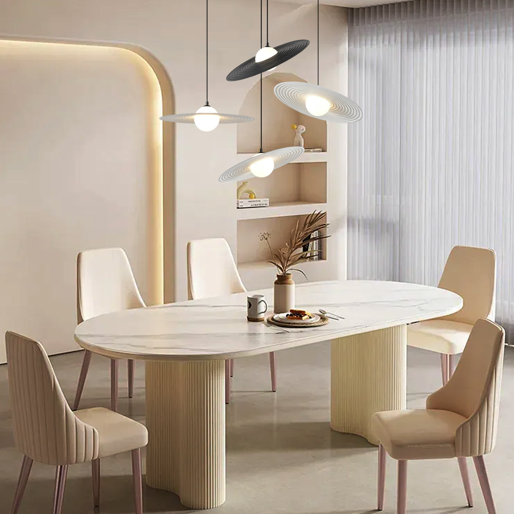  Black/White Pendant Light – Metal Saucer Dining Lights