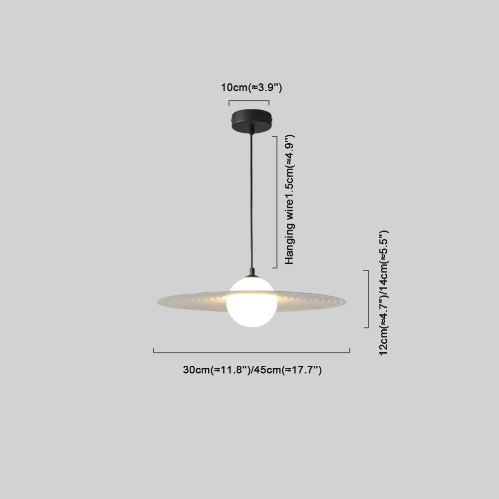  Black/White Pendant Light – Metal Saucer Dimensions
