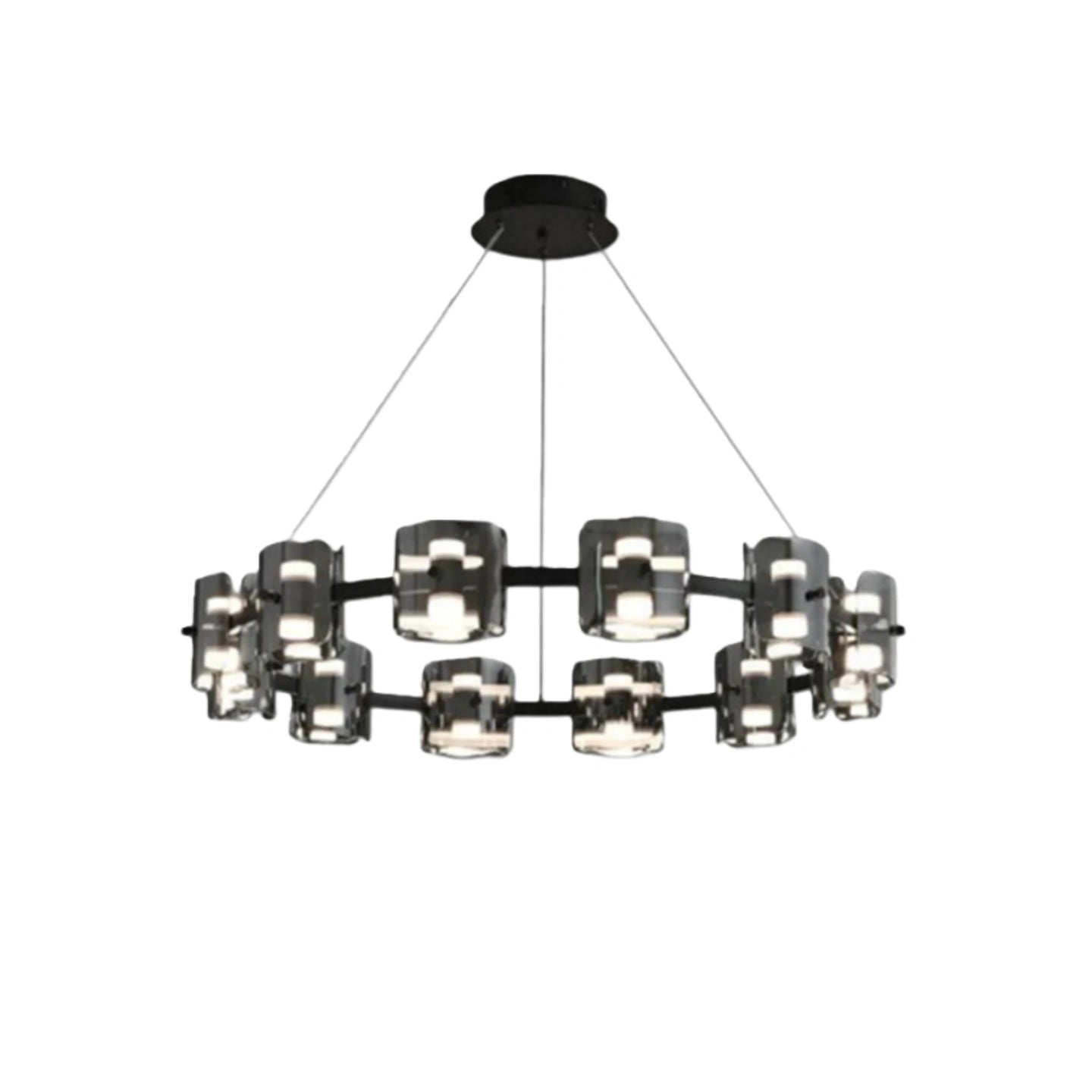 Pendant Light - Gold/Black Metal & Glass Ring for Dining Room