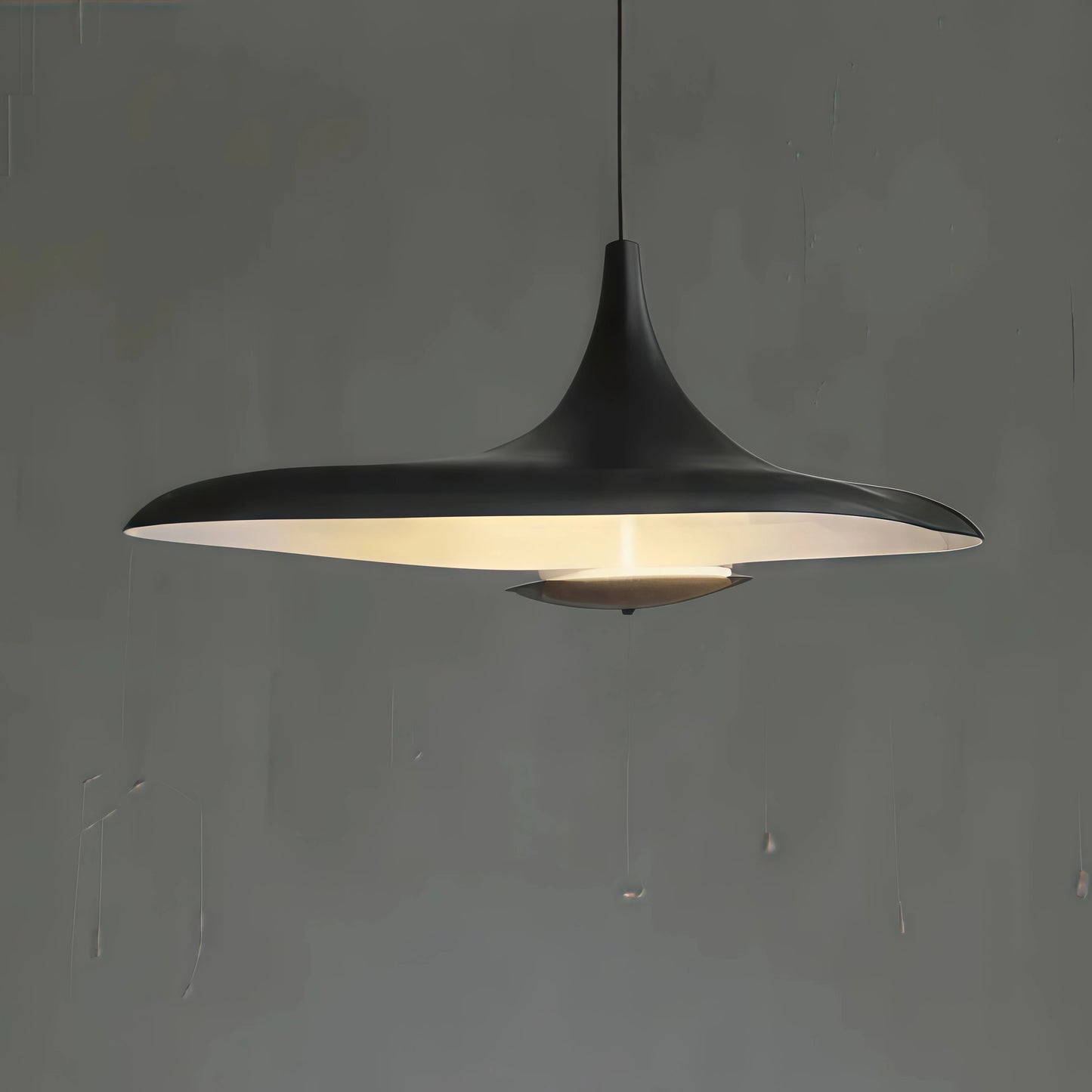 Stellar Modern Hooded Pendant Light – White/ Black Resin/Metal Living/Dining Room