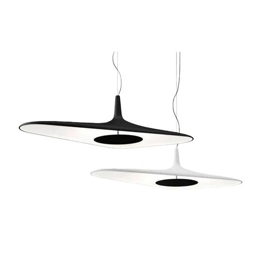 Stellar Modern Hooded Pendant Light – White/ Black Resin/Metal Living/Dining Room