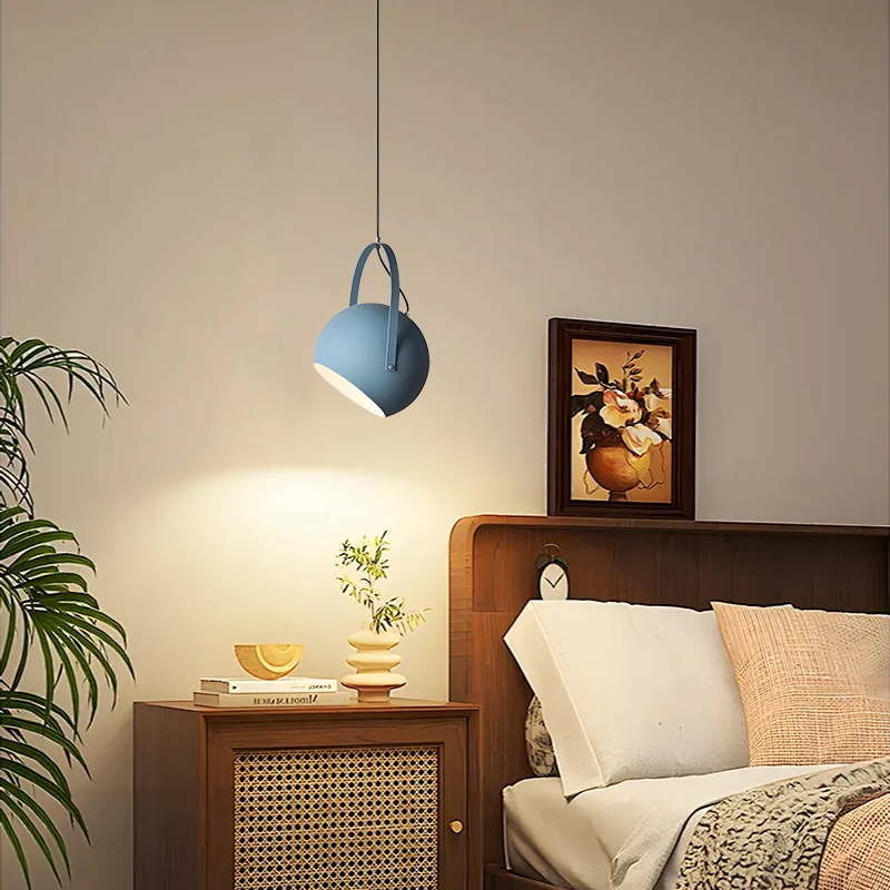 Nordic Art Deco Dark Blue Pendant Light for Bedroom