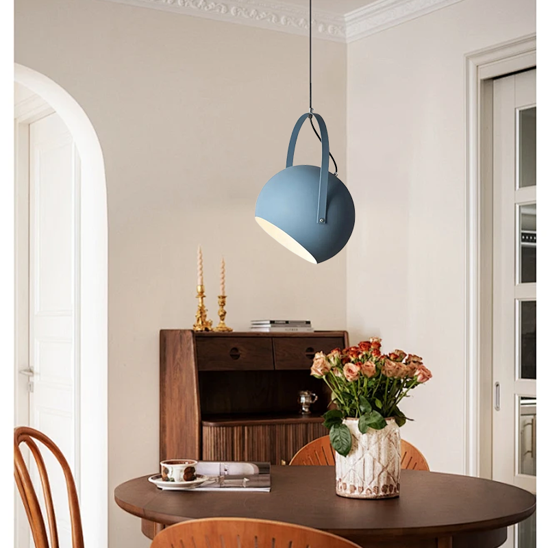 Nordic Art Deco Dark Blue Pendant Light for Dining Room