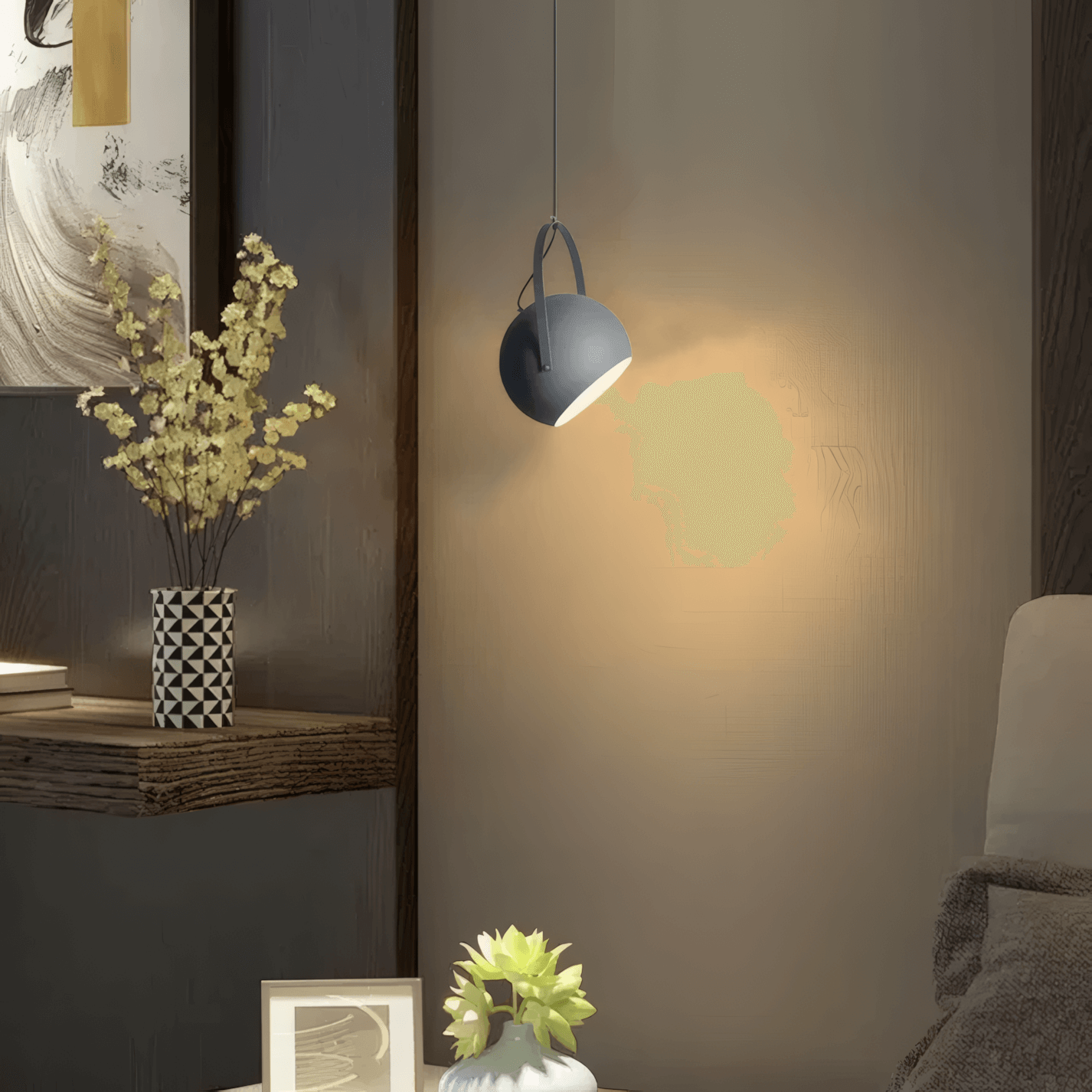 Nordic Art Deco Gray Pendant Light for Bedroom