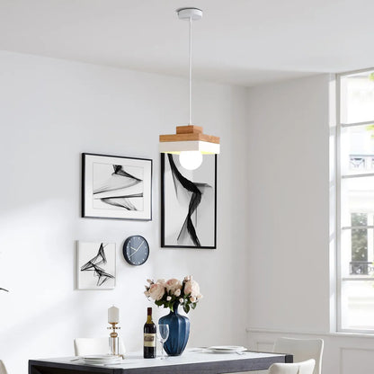 Pendant Light – Black/White Metal/Wood for Dining Room