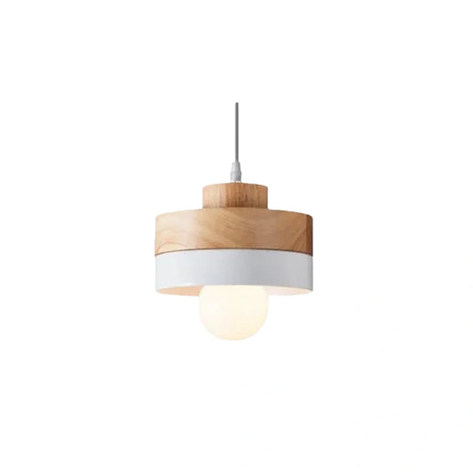 Zenno Modern Square/Round Pendant Light – Black/White Metal/Wood for Dining Room