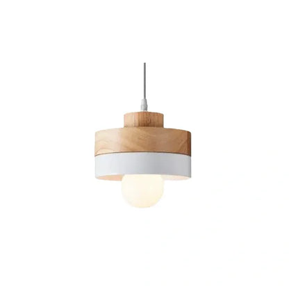 Pendant Light – Black/White Metal/Wood for Dining Room