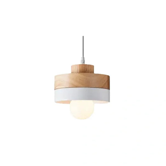 Pendant Light – Black/White Metal/Wood for Dining Room