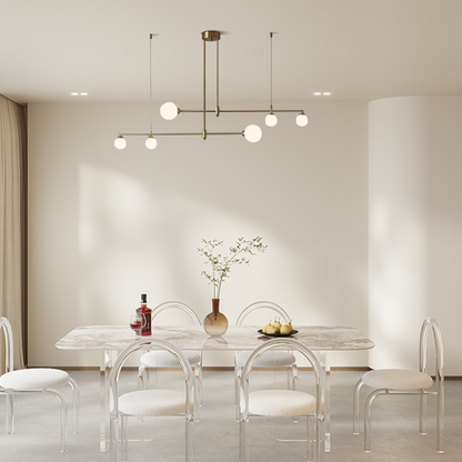 Nebula Modern Glass Bubble Chandelier - Gold Metal Frame for Dining/Living Room