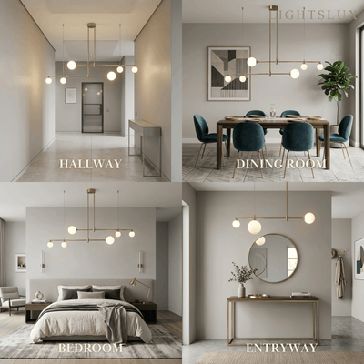 Modern Glass Bubble Chandelier - Gold Metal Frame