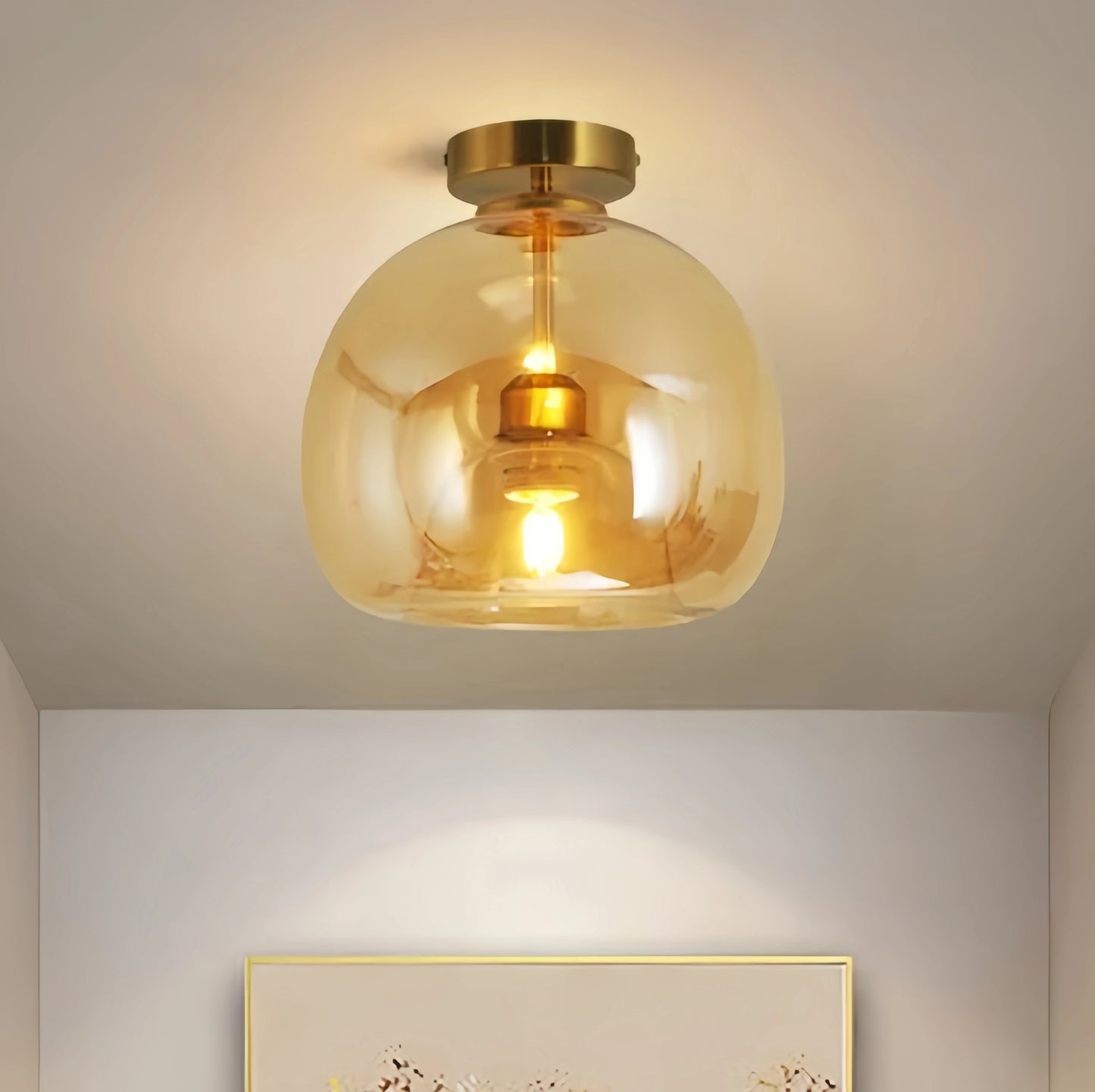 Vetro Modern Globe LED Ceiling Light/Pendant Light – Black/Gold for Hallway