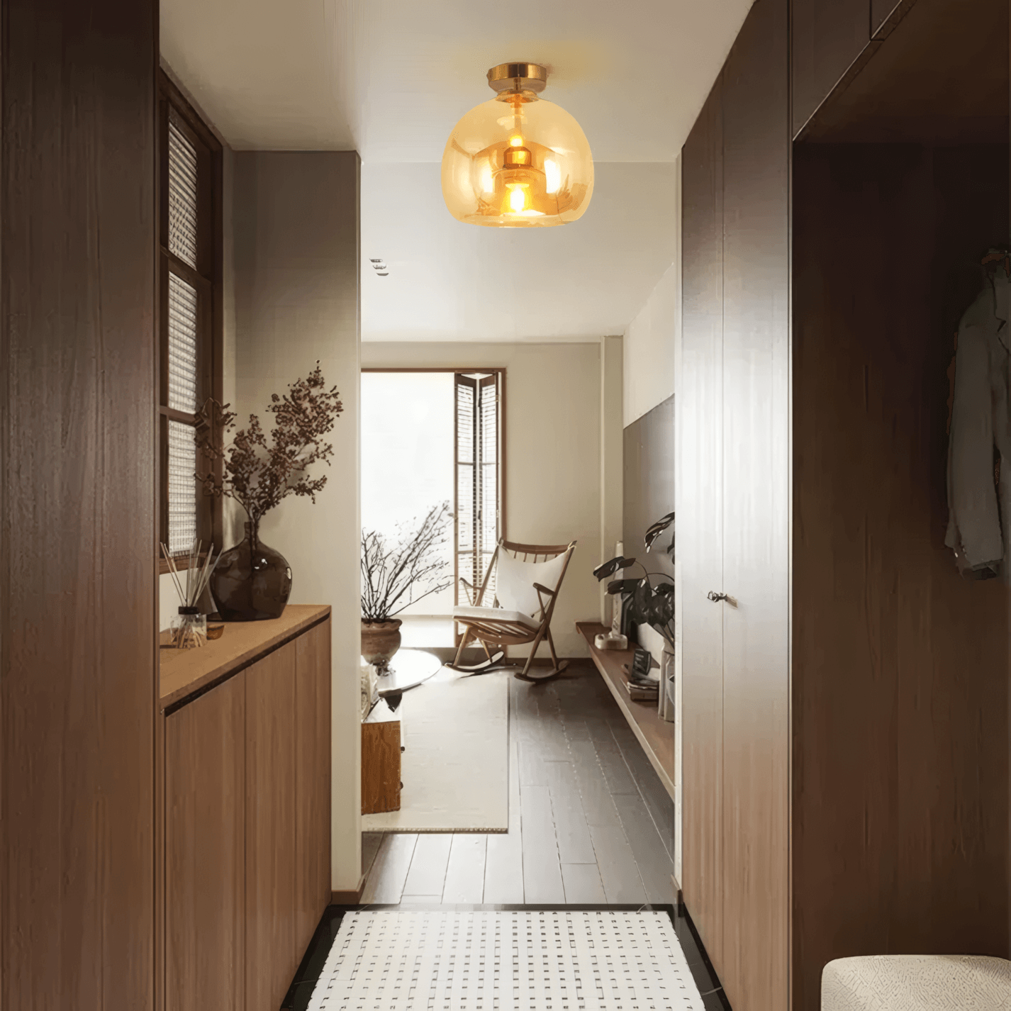 Modern Gold Ceiling Light Spherical Aisle