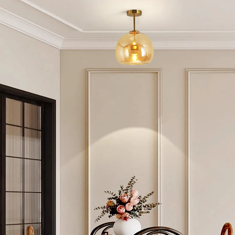 Modern Gold Ceiling Light Spherical for Dining Room